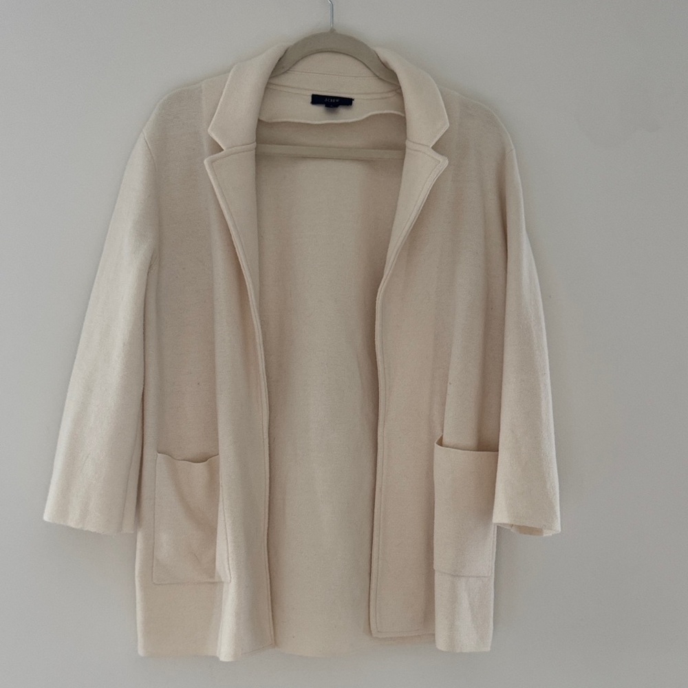 Jcrew Cream SOPHIE OPEN-FRONT SWEATER-BLAZER